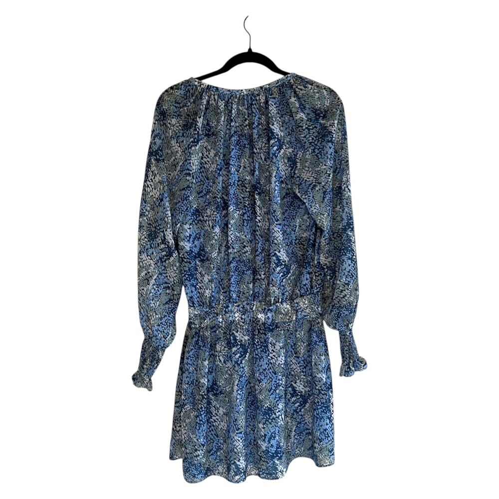 Ramy Brook Brinley Printed Tassel Tie Long Sleeve Mini Dress Navy Blue Size M - Picture 3 of 9